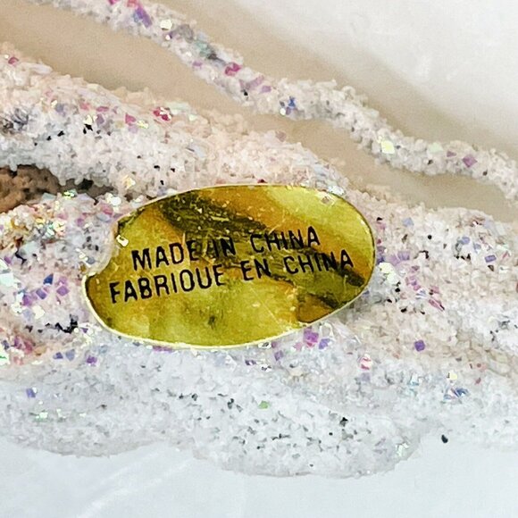 Vintage Christmas Ornament Cardinal In Pine Nest On White Glittered Icicle 6" - Picture 6 of 15